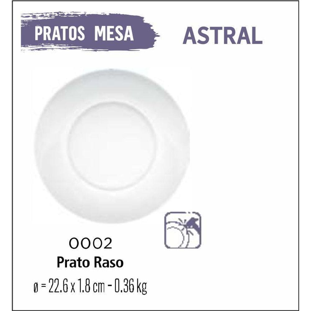 Jogo De Prato Astral 04 Pratos Rasos - Vidro 23Cm