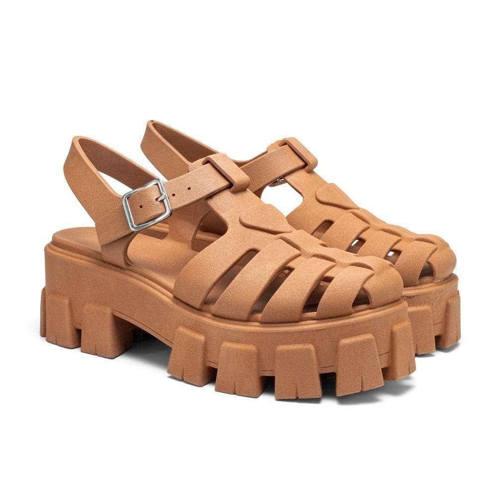 Sandália Fisherman Salto Tratorado Aranha Confortável