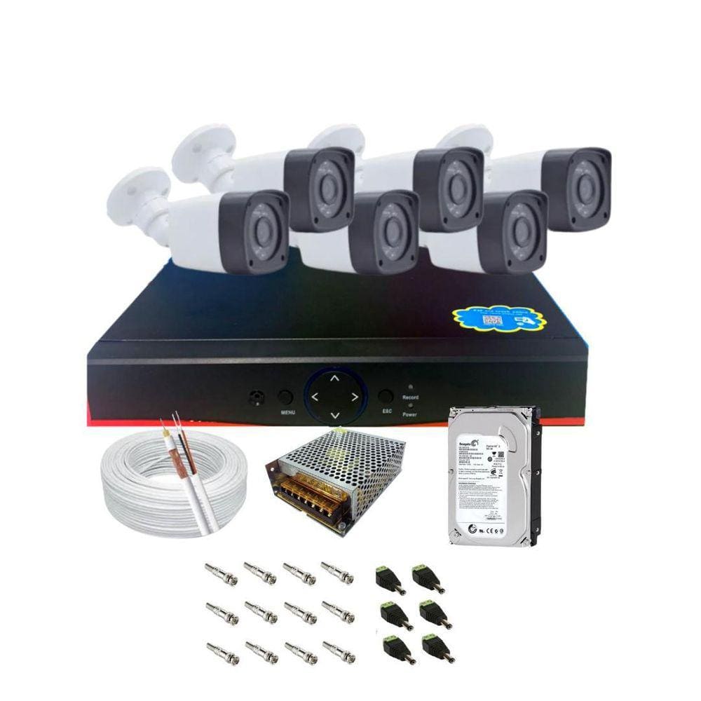 Kit Cftv 6 Câmeras Full Hd 2Mp + Dvr 08 Canais 1080P 6X1