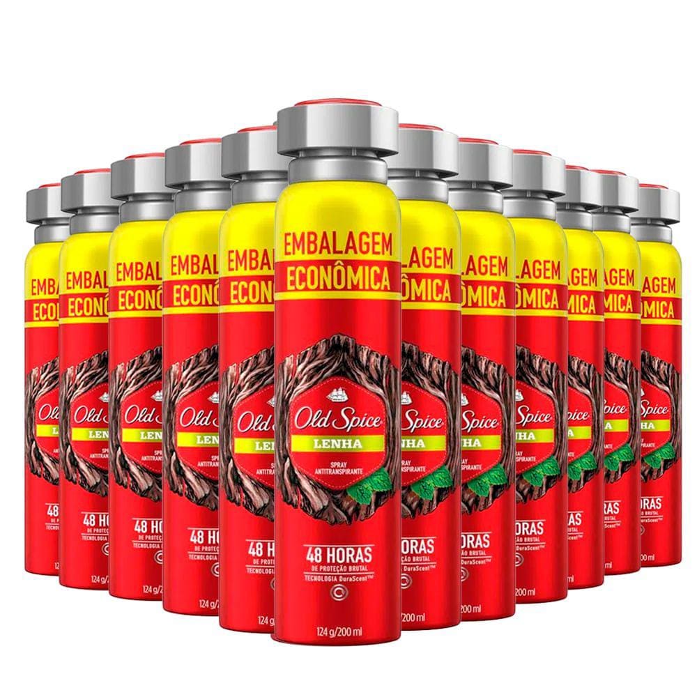 Kit Desodorante Spray Antitranspirante Old Spice Lenha 200ml - 12 Unidades