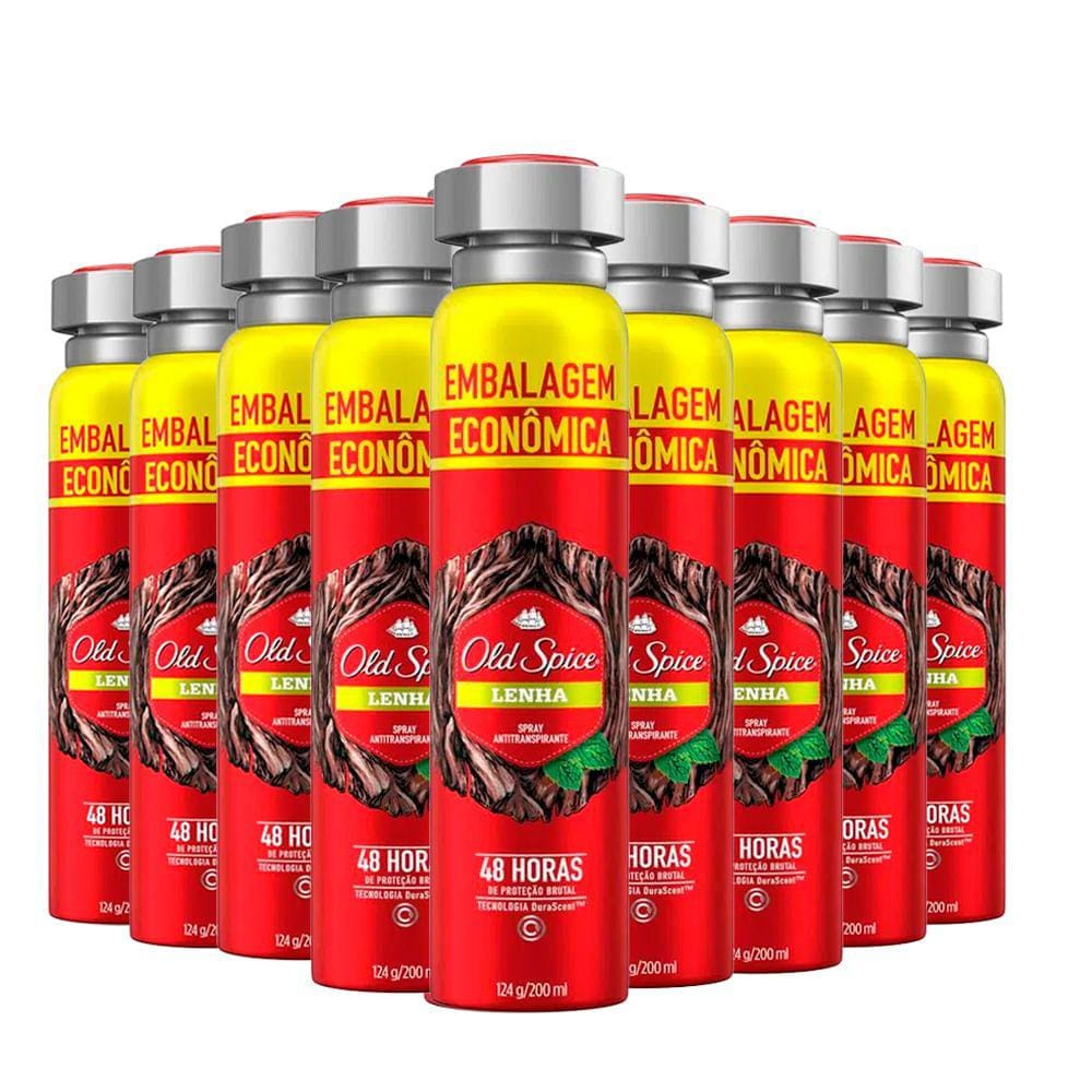 Kit Desodorante Spray Antitranspirante Old Spice Lenha 200ml - 9 Unidades