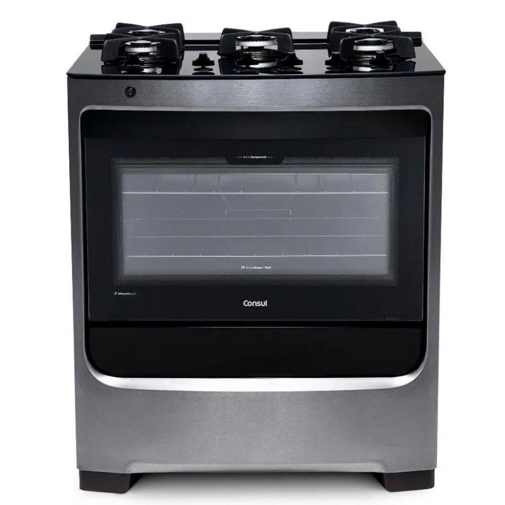 Fogão De Piso 5 Bocas Mesa Em Vidro Cfs5 Consul Inox Bivolt