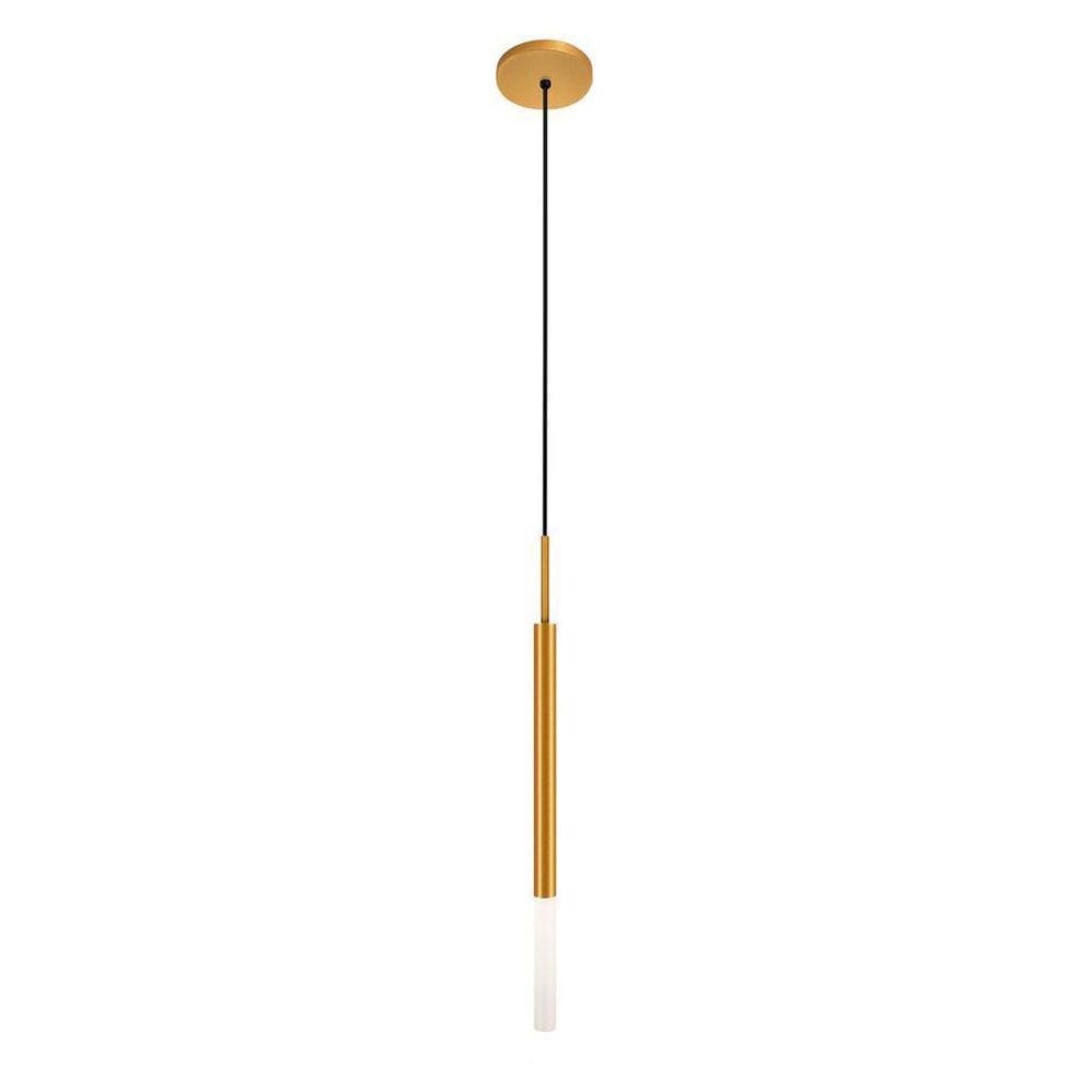 Luminária Pendente De Teto Tubo Difusor Mesa Jantar Dourado