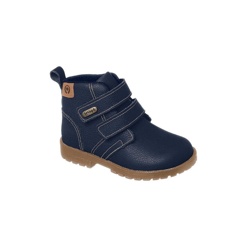 Bota Coturno Infantil Masculina Ortopé Baby Boot Couro Azul Marinho