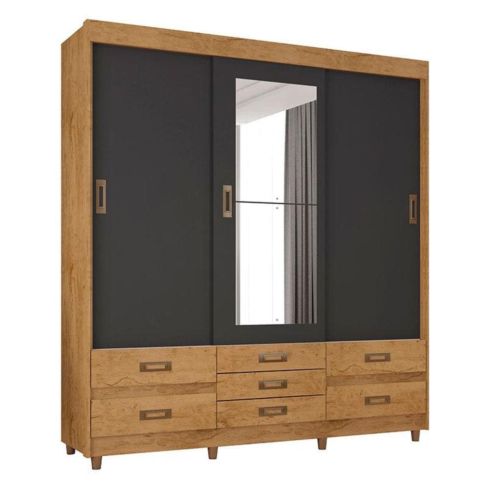 Guarda Roupa Casal E37020 Freijó Carbono Flex - Araplac