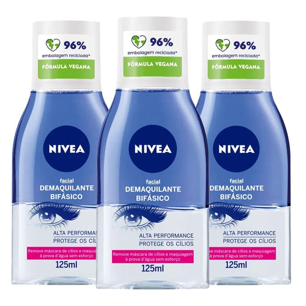 Kit 3 Demaquilantes Bifásico Nívea 125ml