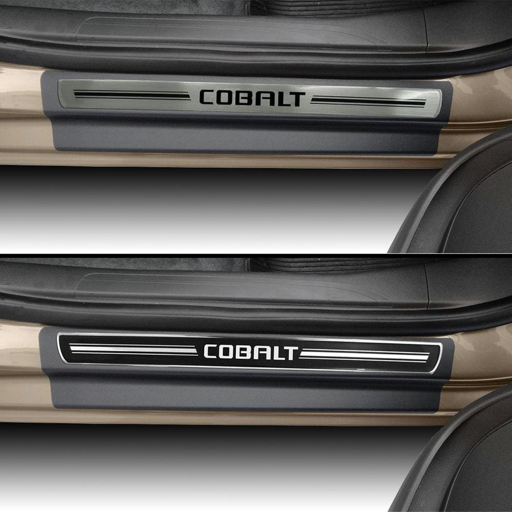 Jogo Soleira Premium Elegance Chevrolet Cobalt 2011 à 2019 - ( Vinil + Resinada 4 Peças )