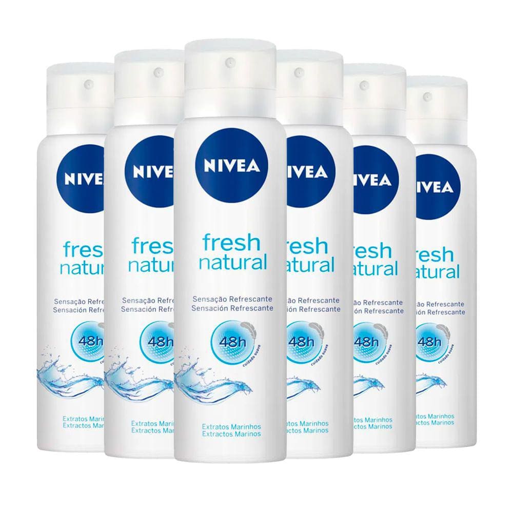 Kit Desodorante Aerosol Nivea Fresh Natural 150ml - 6 unidades
