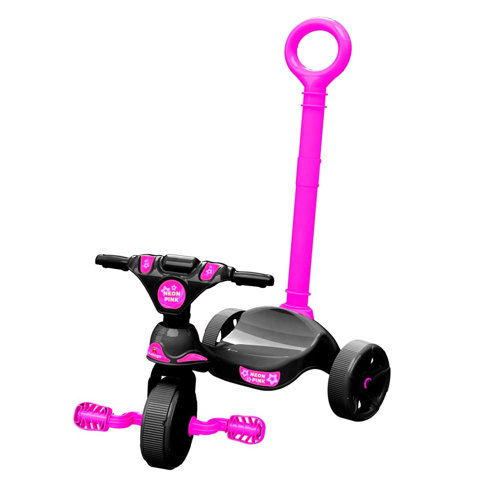 Triciclo Infantil Black Racer Pink Com Empurrador Xalingo