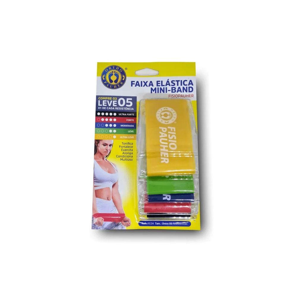 Kit 5 Faixas Elásticas Mini Band Loop FG34 Orthopauher