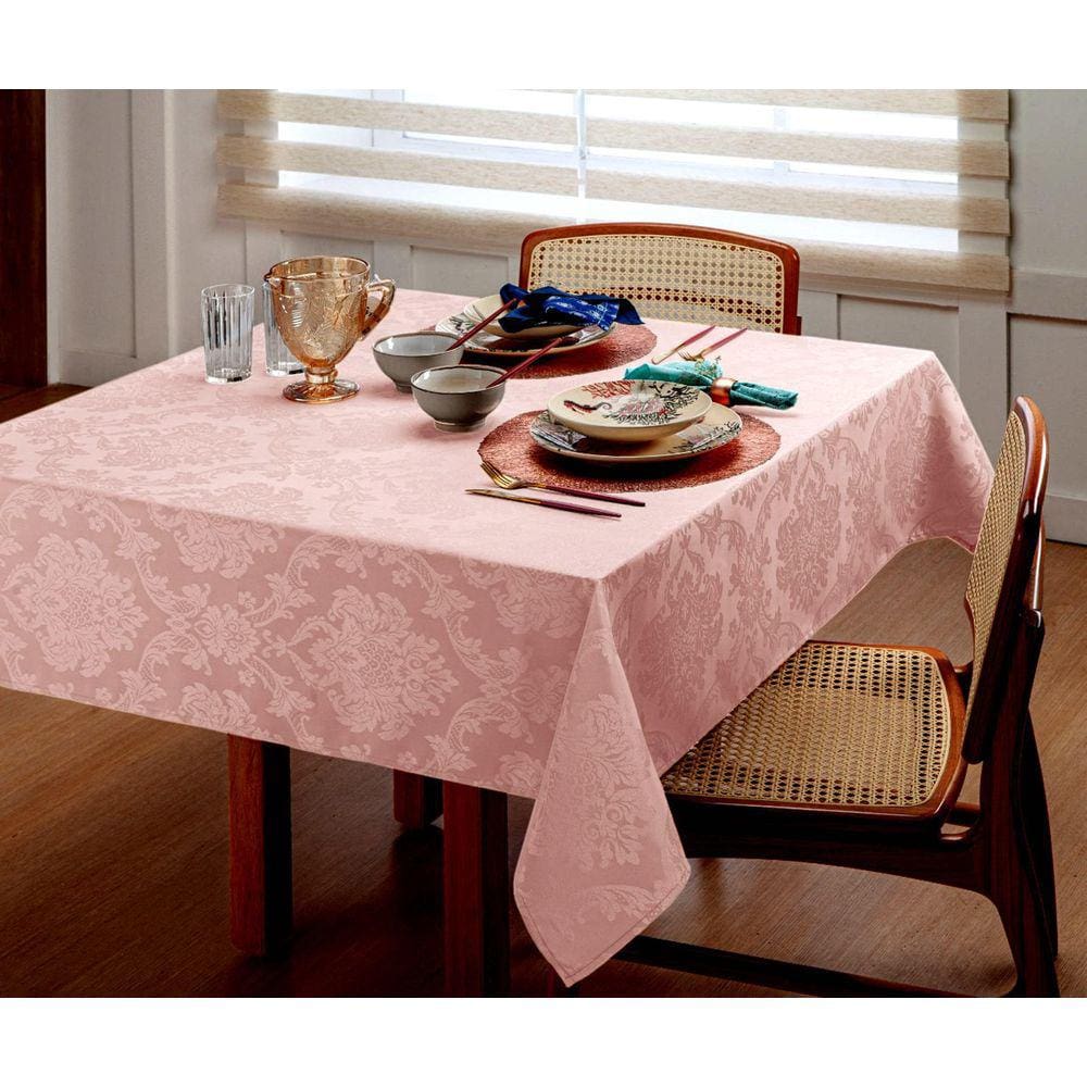 Toalha Mesa Retangular De Jacquard 2,15M X1,40M Rose