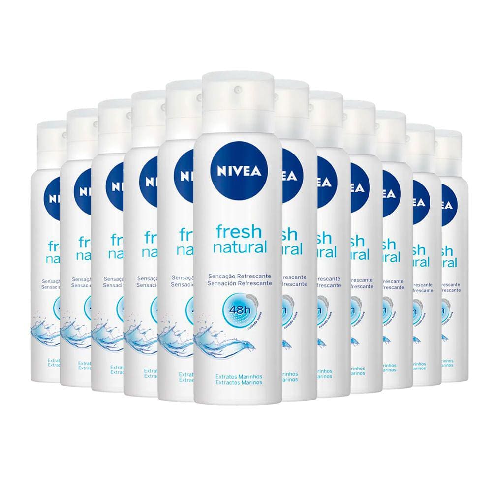 Kit Desodorante Aerosol Nivea Fresh Natural 150ml - 12 unidades