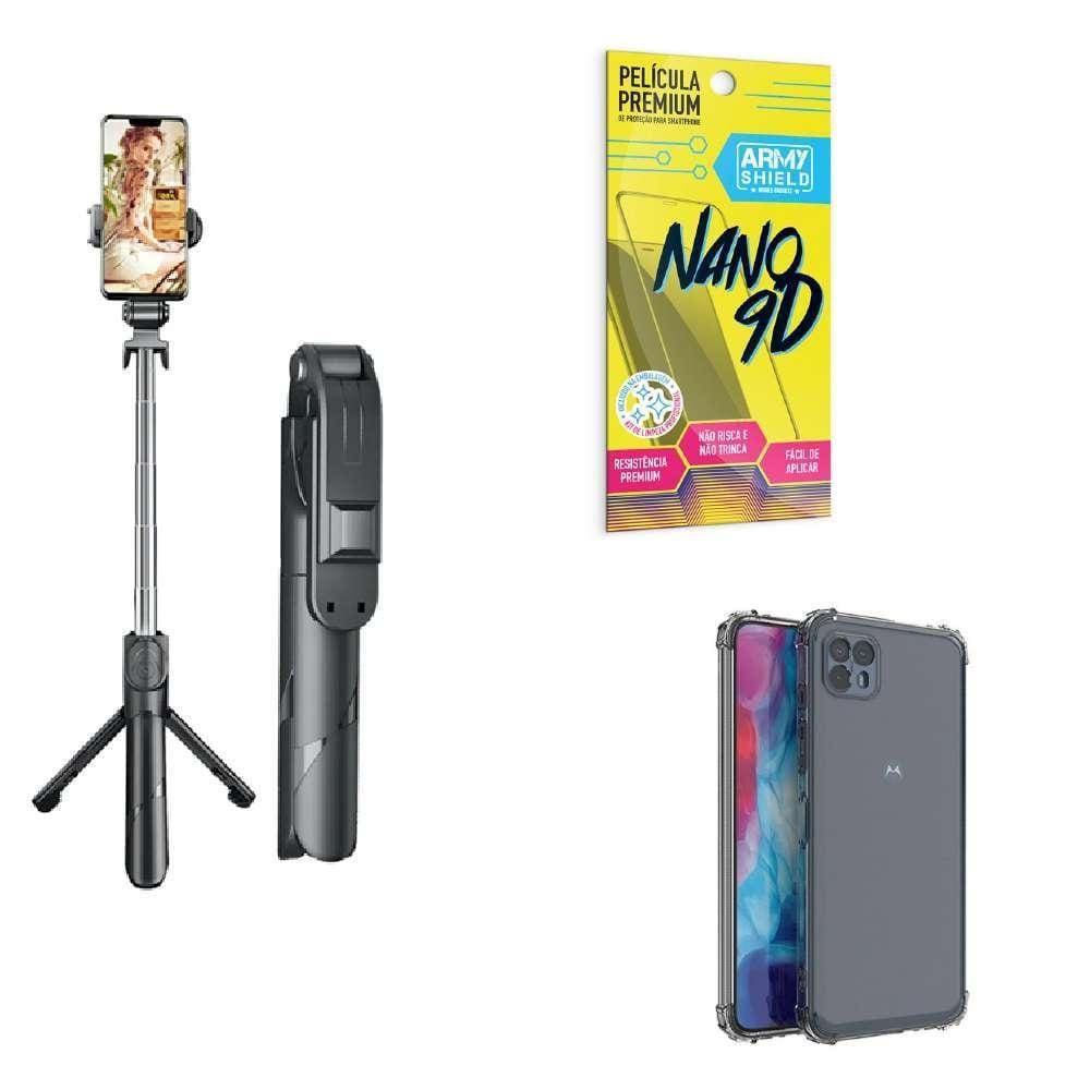 Kit Tripé De Selfie + Capinha Motorola G50 5G + Película 9D
