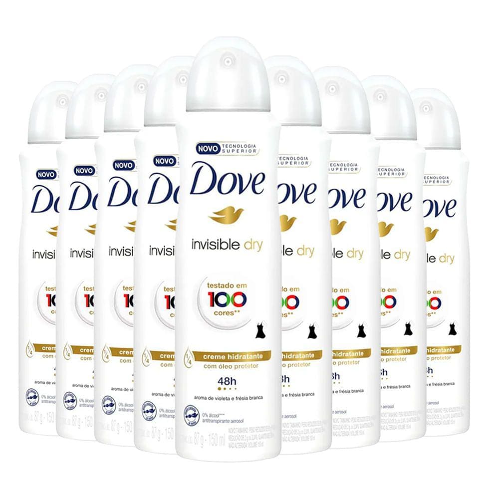 Kit Desodorante Aerosol Dove Invisible Dry 150ml - 9 unidades