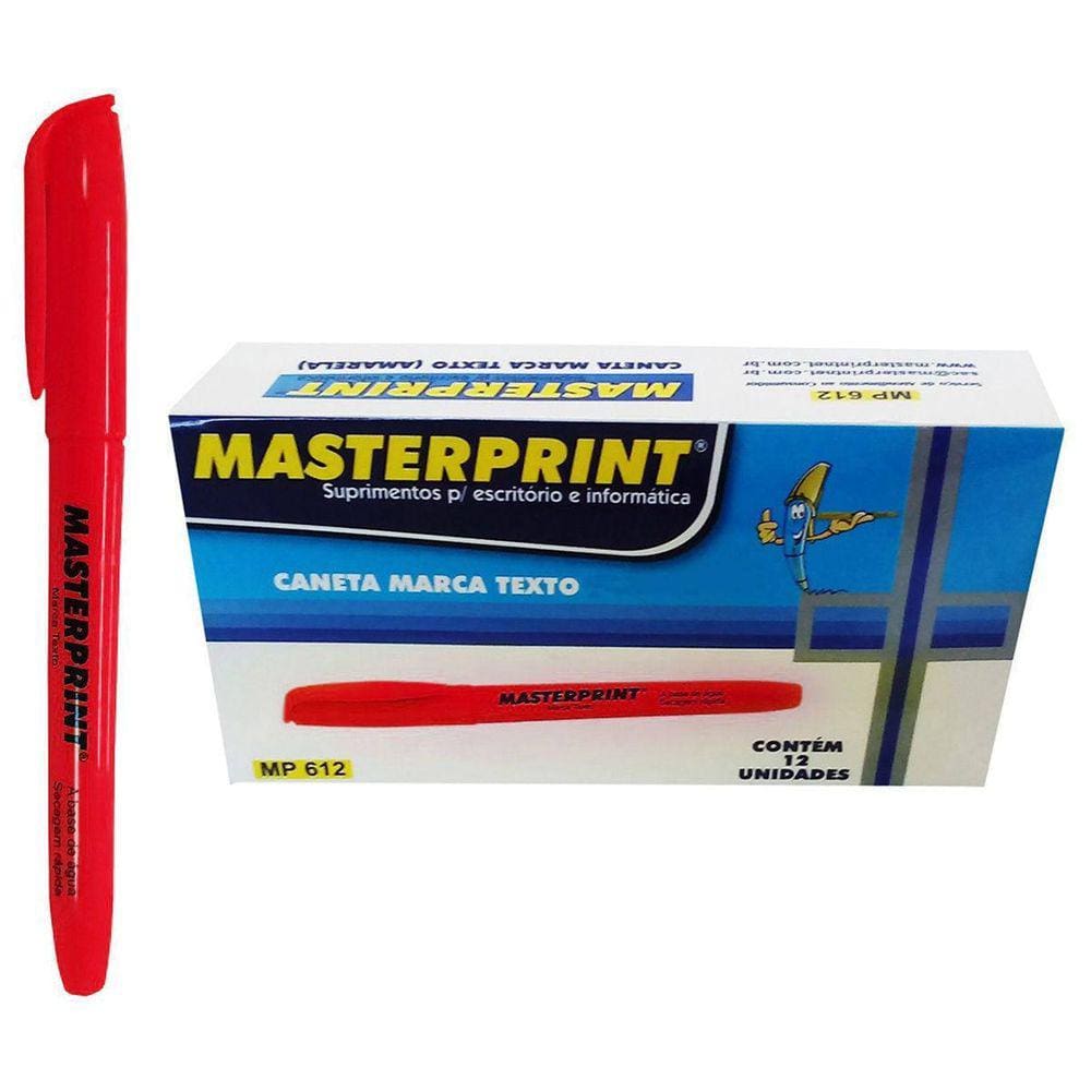 Caneta Marca Texto Chanfrada Masterprint Mp612 Caixa Com 12