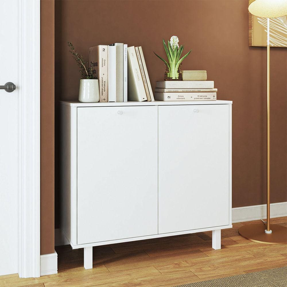Balcão Multiuso MDP 12mm 2 Portas 2 Prateleiras Branco