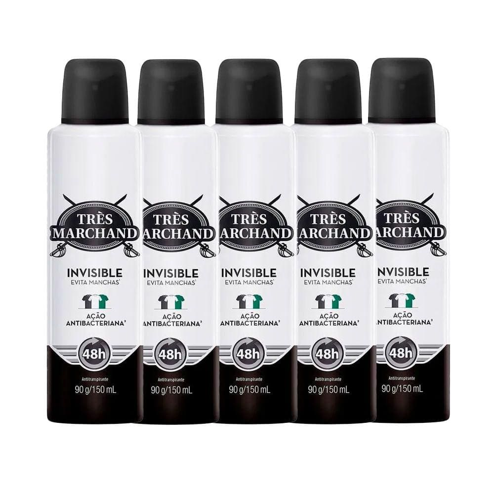 Kit Desodorante Aerossol Très Marchand Invisible 150ml - 5 Unidades