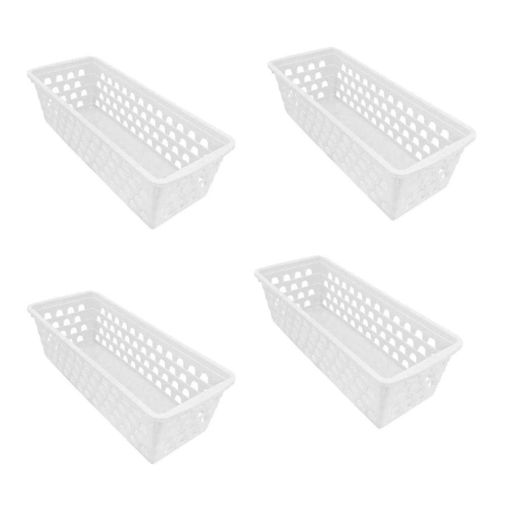 Kit 4 Caixa Multiuso Comprido Retangular Branco 0694 Uninjet
