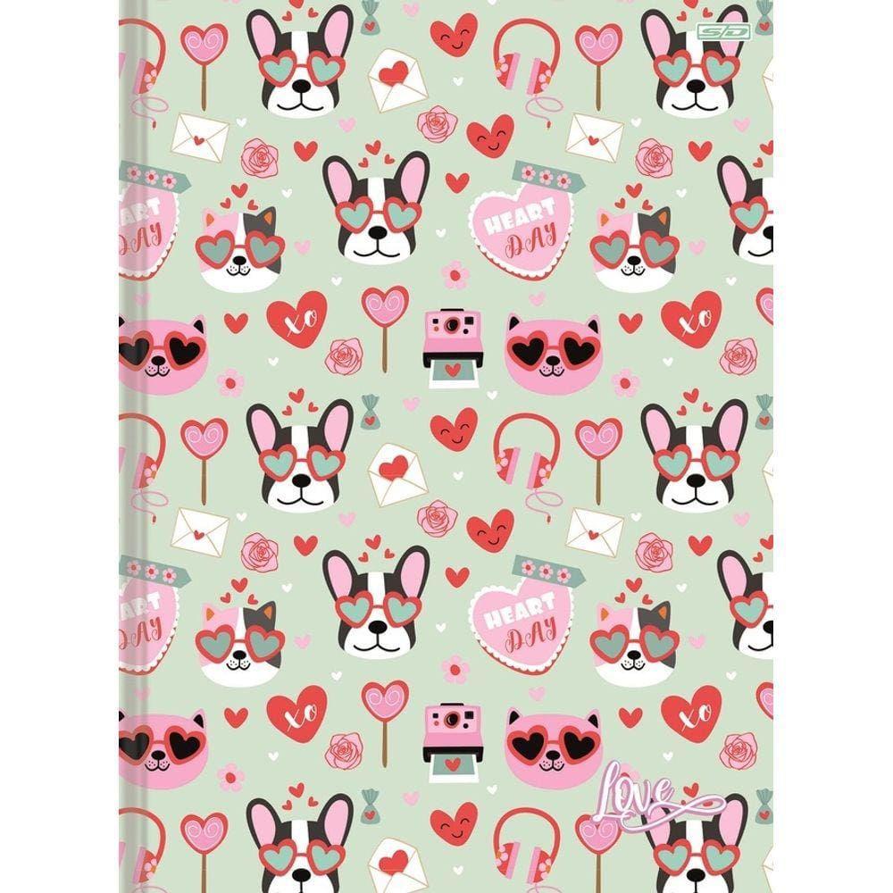 Caderno Escolar Brochura Love 1/4 Capa Dura 80 Folhas São Domingos