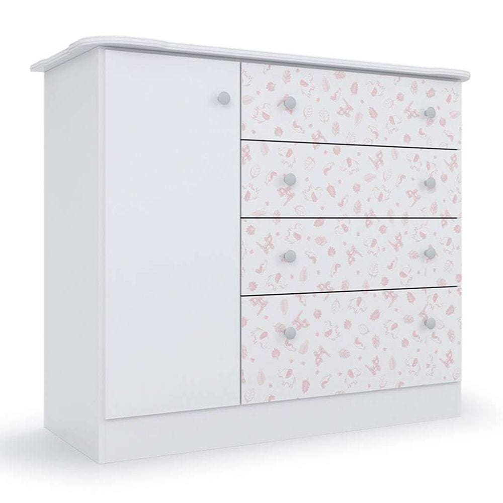 cômoda new baby 1 pt 4 gv branca e rosa