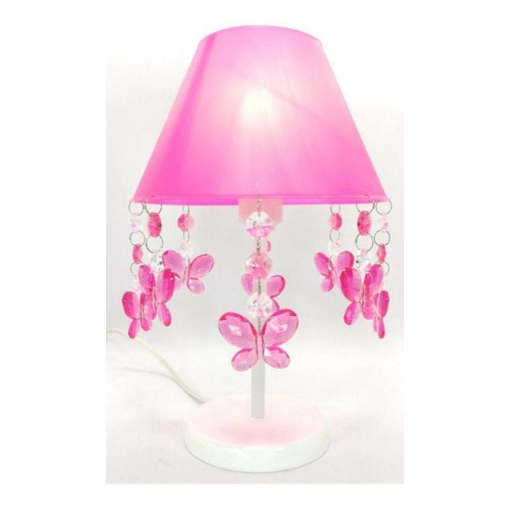 Kit Lustre Infantil De Acrílico Plafon Abajur Borboletas - Kit Iris Rosa