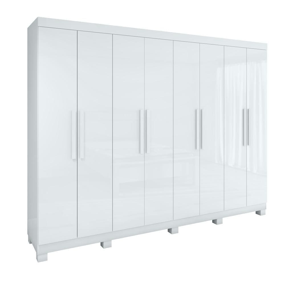 Guarda-roupa Casal Easy Slim 8 Portas Com Pés Branco