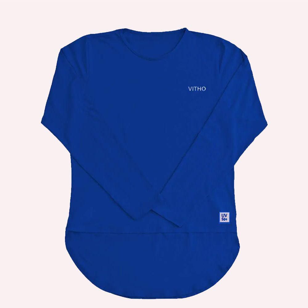 Camiseta Feminina Proteção Térmica UV Tapa Bumbum Azul GG