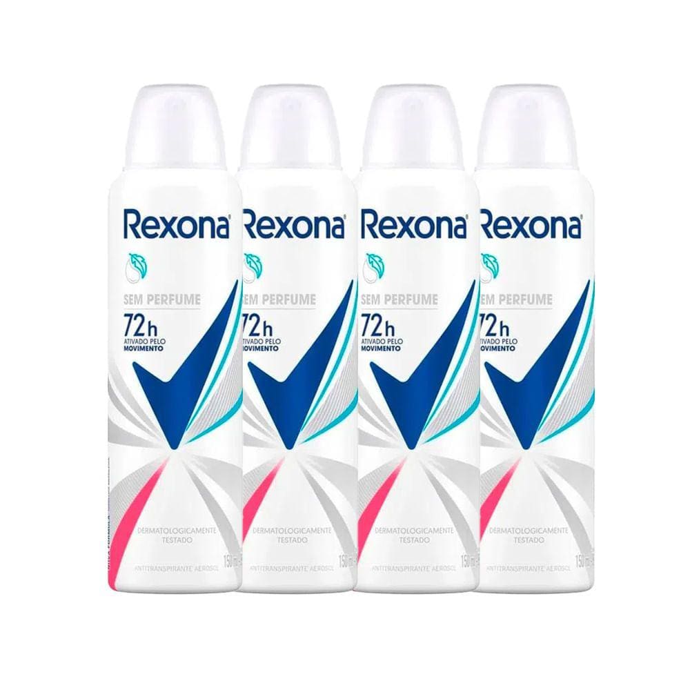 Kit Desodorante Aerosol Rexona Sem Perfume 150ml - 4 Unidades