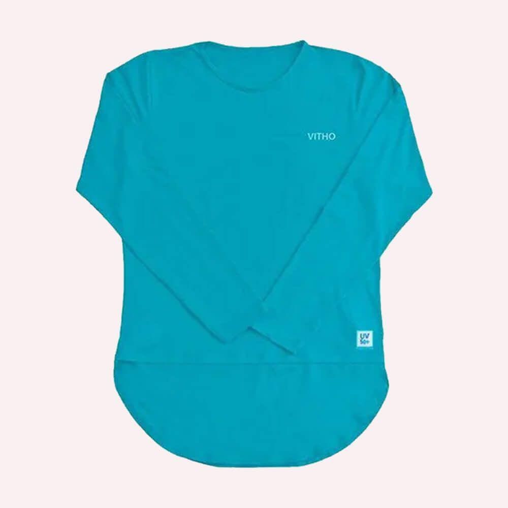 Camiseta Feminina Proteção Térmica UV Tapa Bumbum Azul Tifanny P