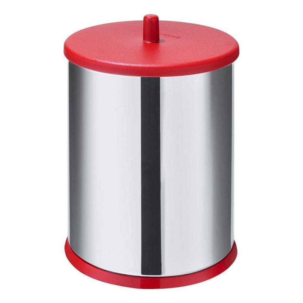 Lixeira Em Inox 3,2 L C/Tampa E Fundo Vermelho Martinazzo