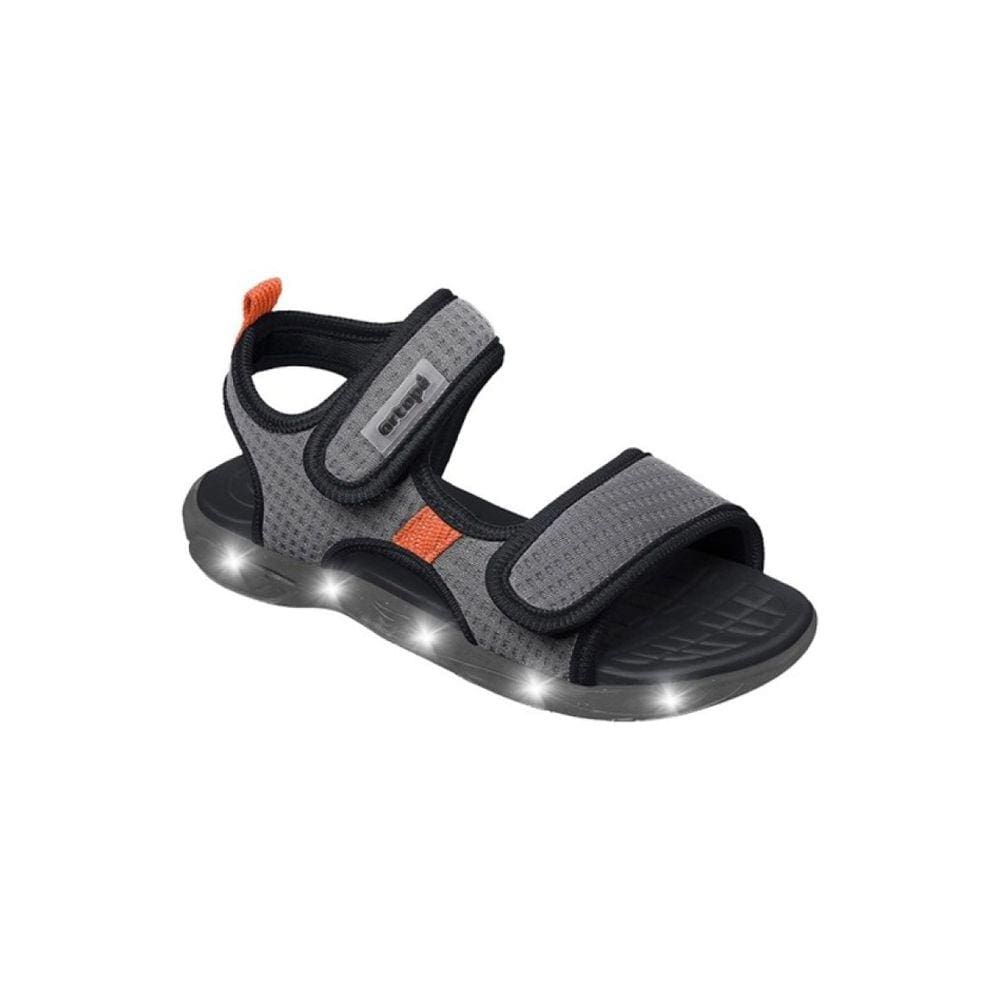 Sandália de Led Infantil Masculina Ortopé Energy Light Fecho Duplo Grafite