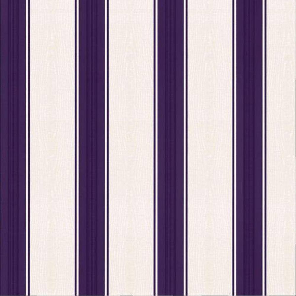 Papel De Parede K&G Listrado Roxo Branco Vinílico Lavável