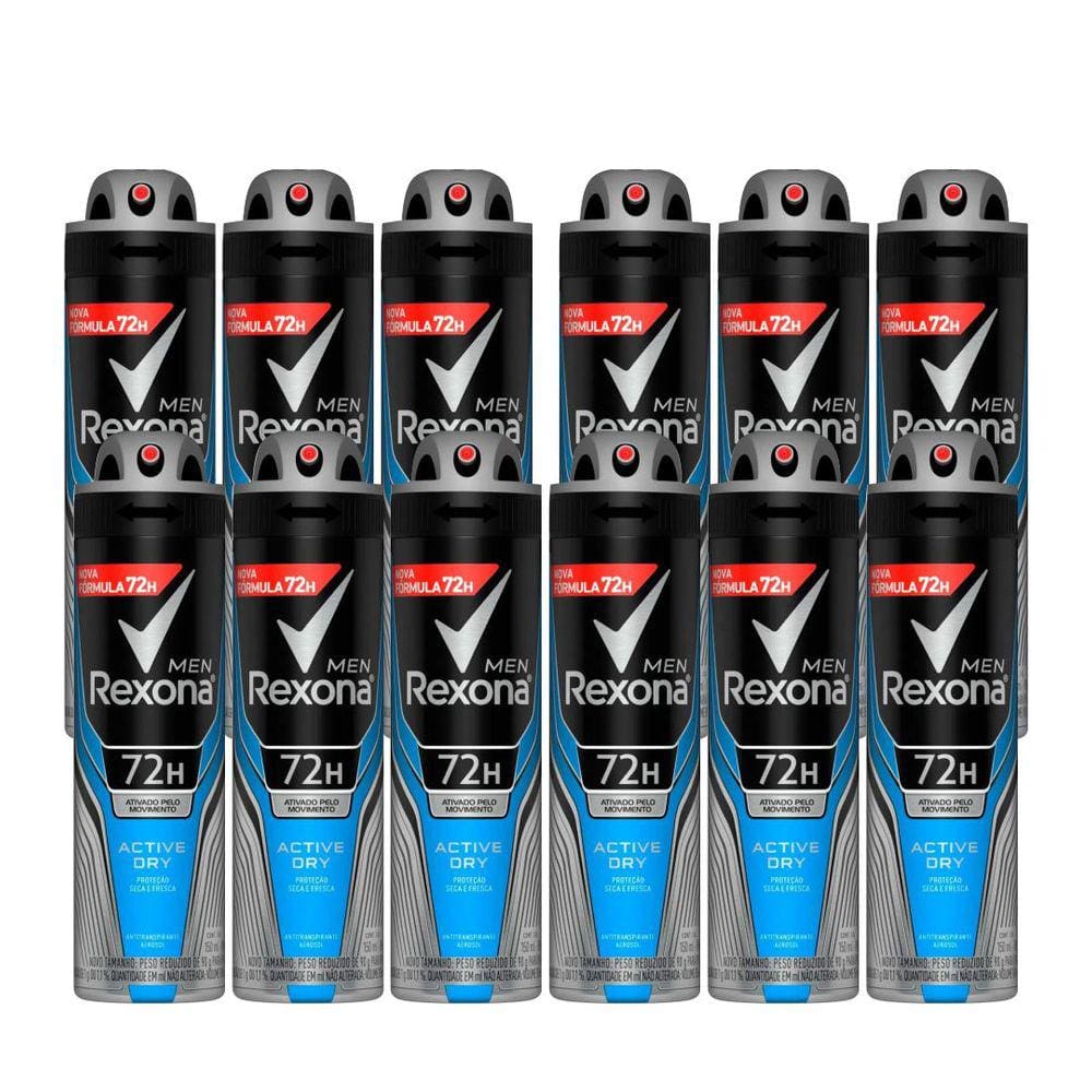 Kit12 Unidades Desodorante Aerosol Rexona Active Dry 150ml