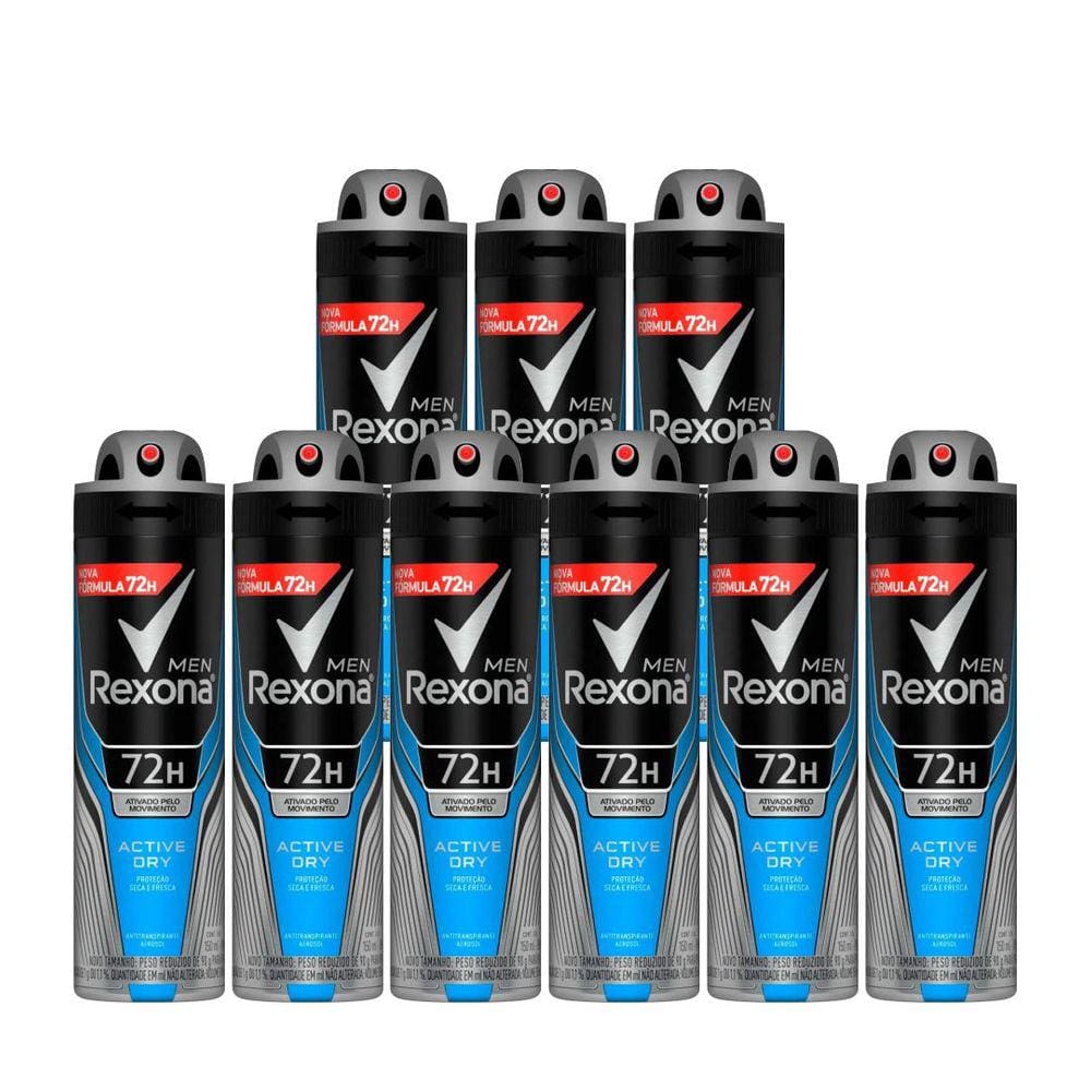 Kit 9 Unidades Desodorante Aerosol Rexona Active Dry 150ml