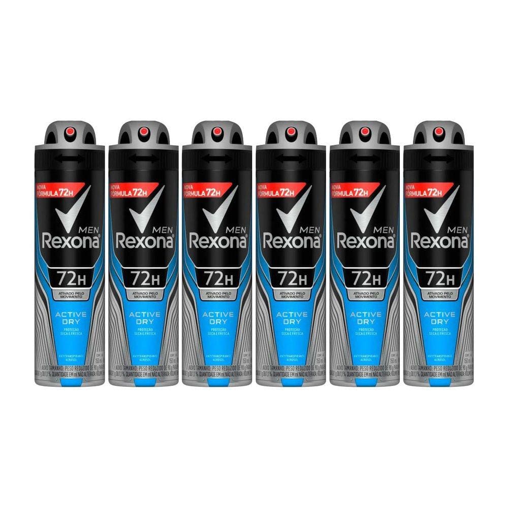 Kit 6 Unidades Desodorante Aerosol Rexona Active Dry 150ml