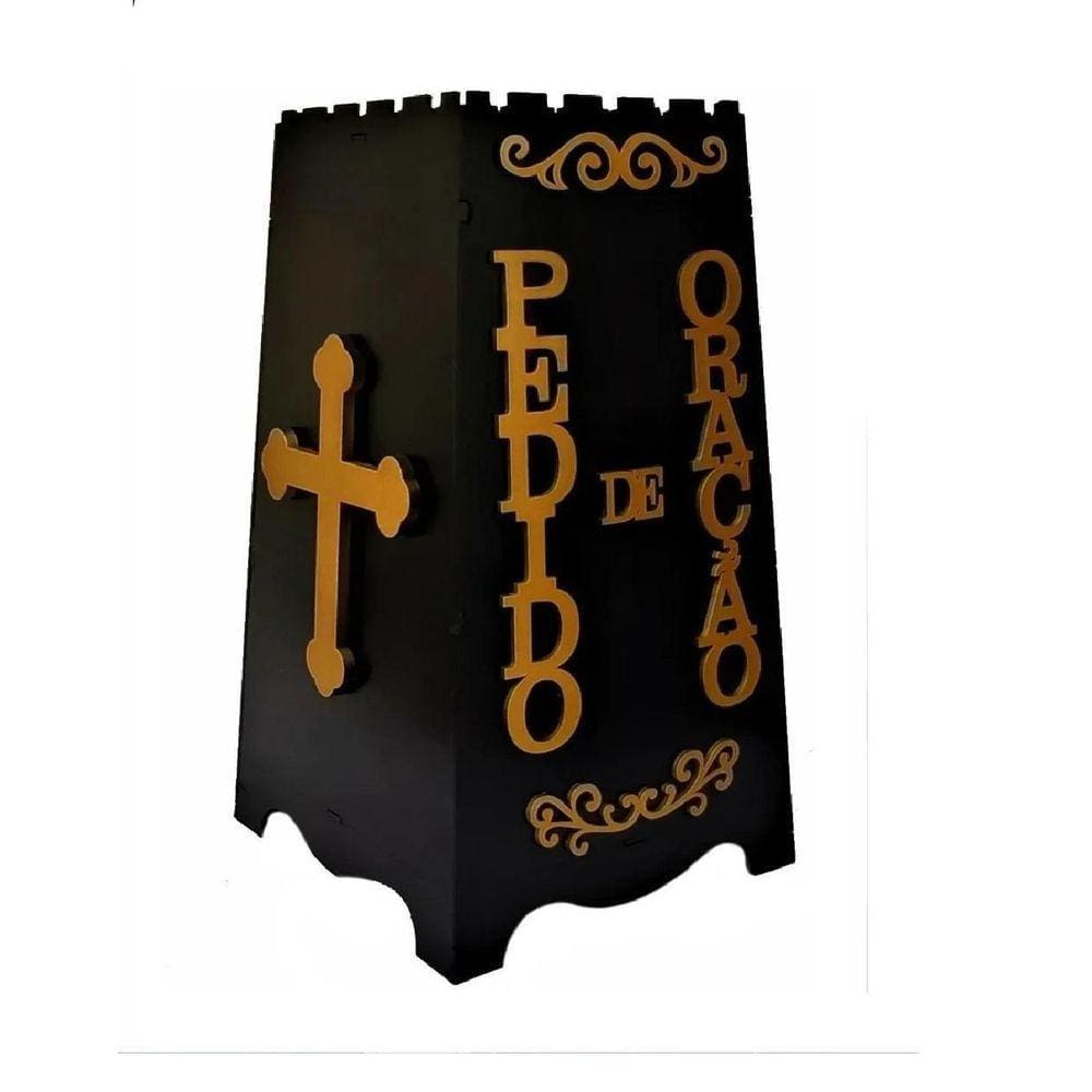 Gazofilácio Pedidos De Oração Igreja Em Mdf Preto Dourado