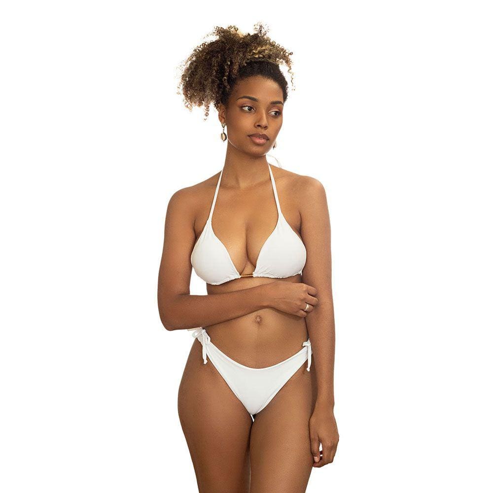 Biquini Cortininha De Amarrar Liso Fio Duplo Com Bojo Removivel Proteçao UV Moda Praia Verao