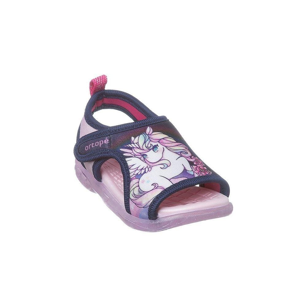 Sandália de Led Infantil Feminina Ortopé Energy Light Unicórnio Marinho e Rosa