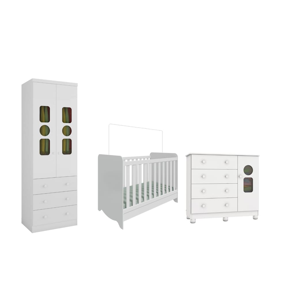 Quarto Completo Bebê Moveis Peroba Tedy 02 pts americano MDF