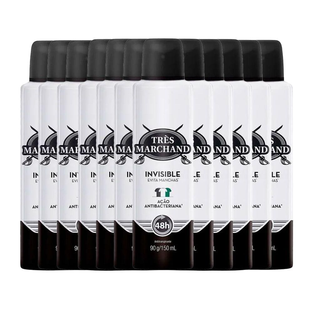 Kit Desodorante Aerossol Très Marchand Invisible 150ml - 12 Unidades