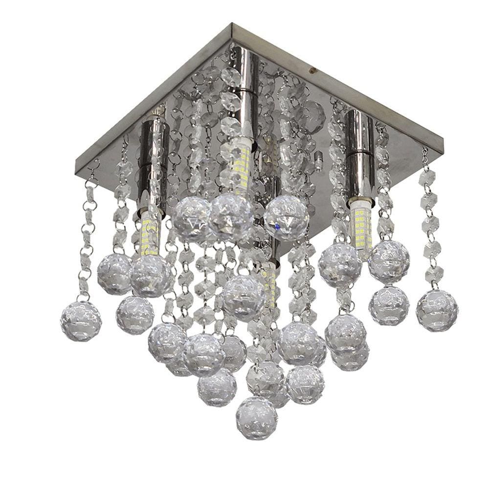 Lustre Cristal Acrílico - bolas 30 mm Aço Inox Espelhado Salas corredores halL