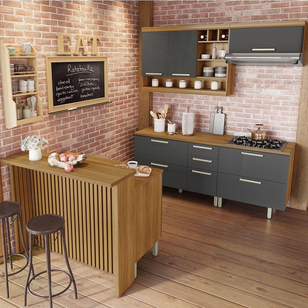 Cozinha Burguesa Gourmet 06 Peças Ripado em MDF Nesher