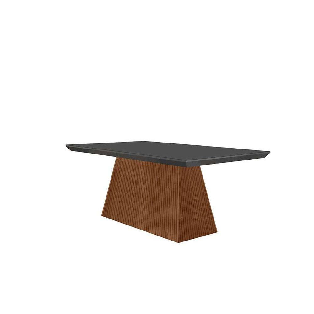 mesa de jantar retangular com tampo de vidro luna ro imbuia e grafite