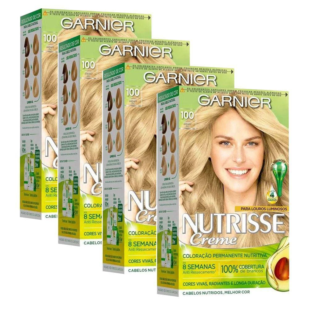 Kit Tintura Nutrisse Creme Louro Sol 100 - 4 Unidades