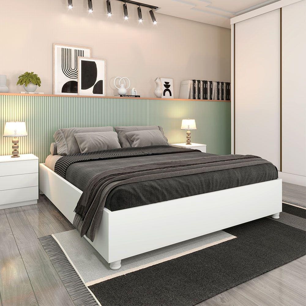 Cama Box Casal Monaco em MDP com Pés Tcil