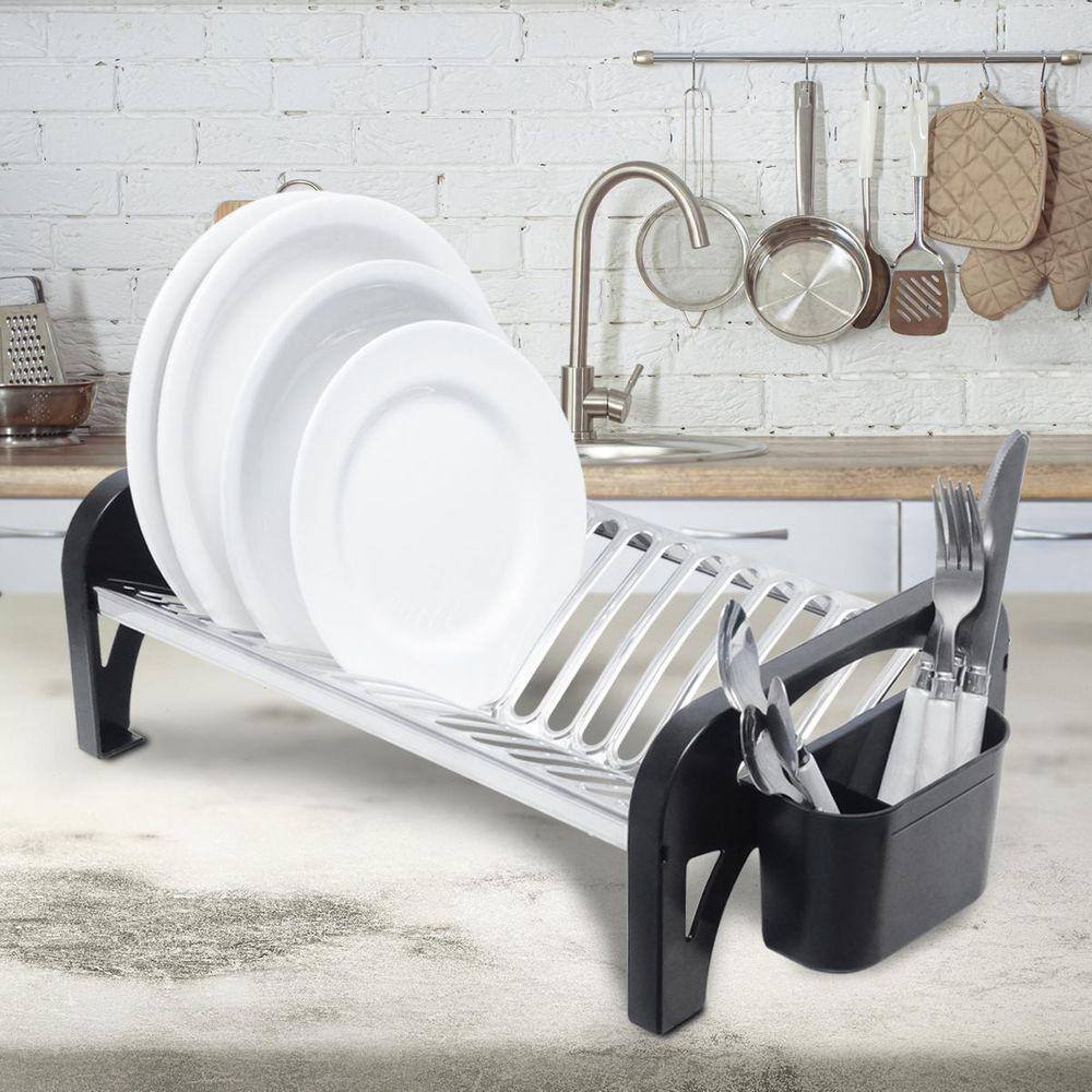Escorredor Inox Super Compacto Preto Domum 16 Pratos