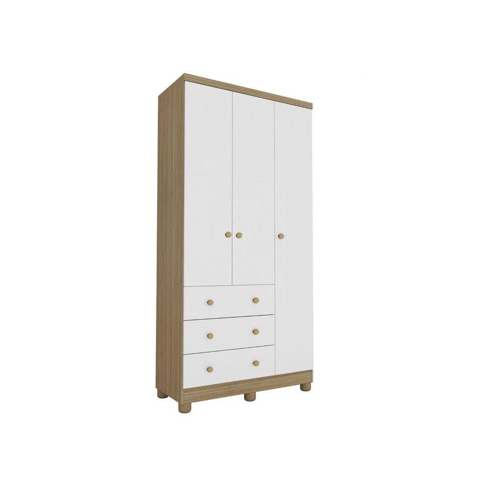 Guarda Roupa Bebê Moveis Peroba Junior 03 portas 03 gav MDF