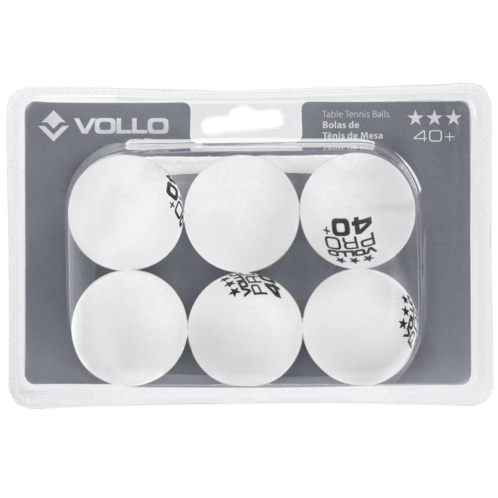 Bola de Tênis de Mesa Vollo 3 Estrelas com 06 Unidades Branca
