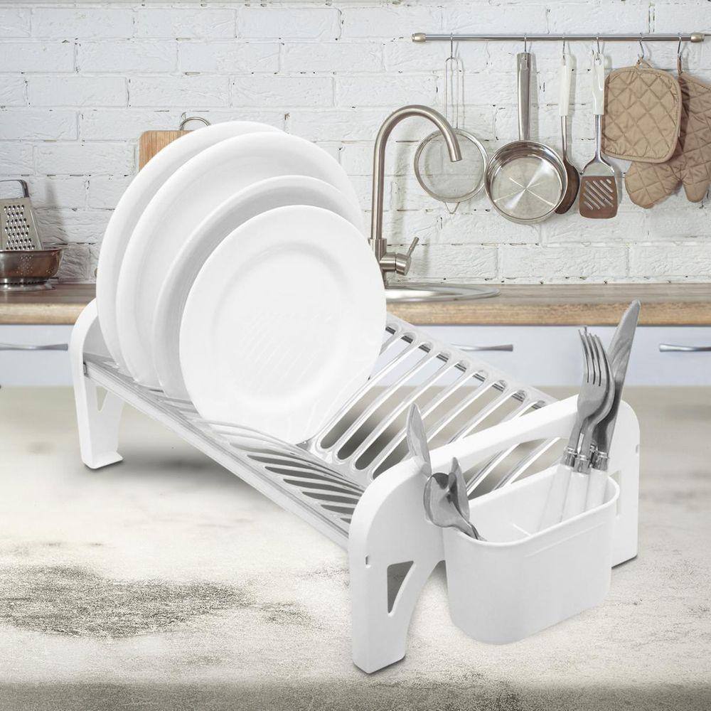 Escorredor Inox Super Compacto Domum 16 Pratos Branco