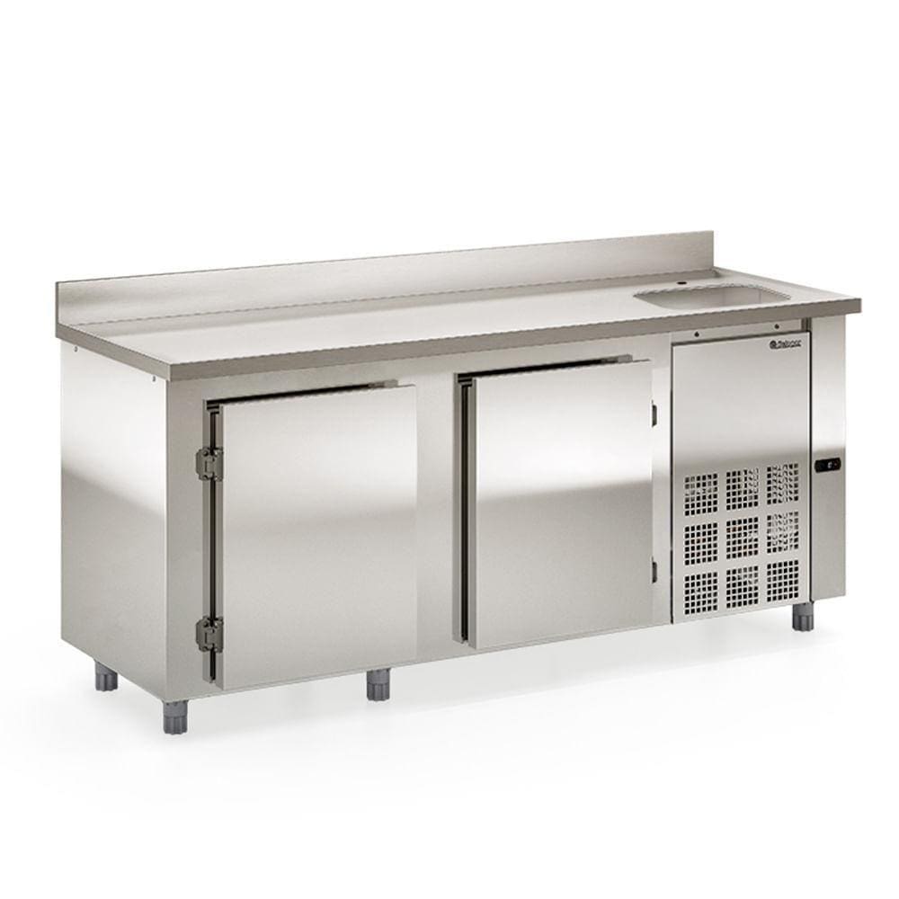 Balcão Refrigerado Ar Forcado Gbfe200 Inox 2M Com Cuba Lado Direito 220V Gelopar